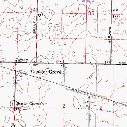 Topographic Map of Charter Grove, IL