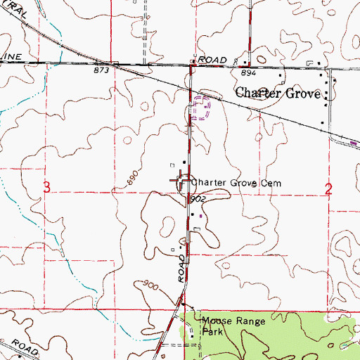 Topographic Map of Charter Grove Cemetery, IL