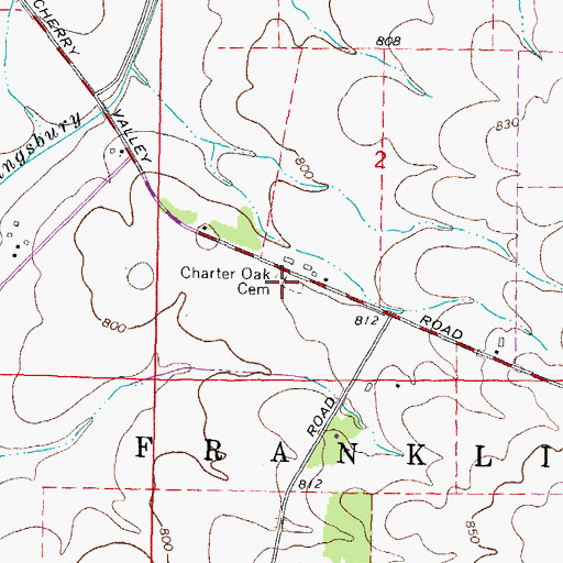 Topographic Map of Charter Oak Cemetery, IL