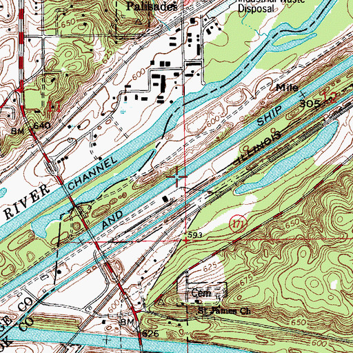 Topographic Map of Chicago Sanitary and Ship Canal, IL