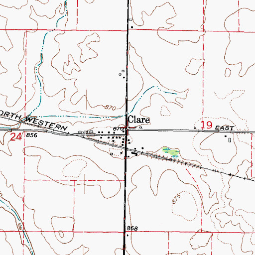 Topographic Map of Clare, IL