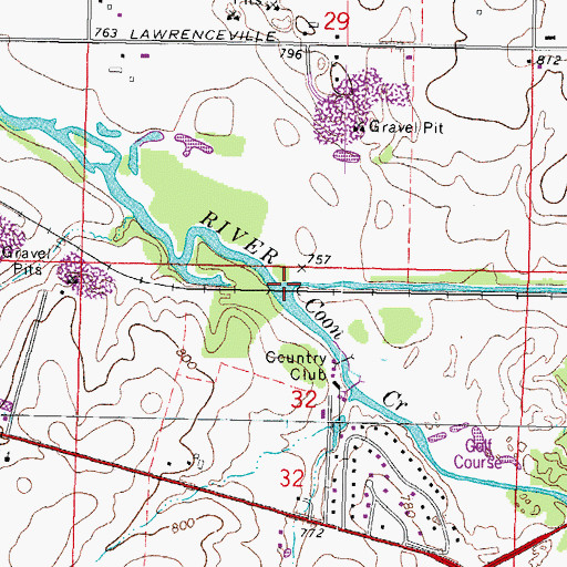 Topographic Map of Coon Creek, IL
