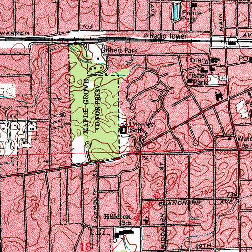 Topographic Map of Avery Coonley School, IL