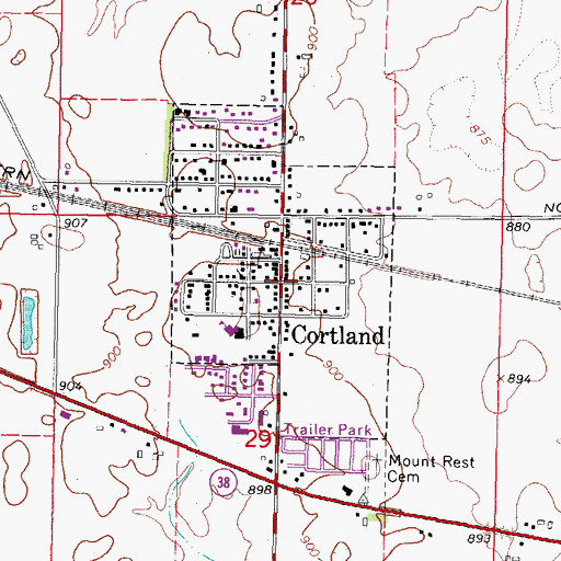 Topographic Map of Cortland, IL