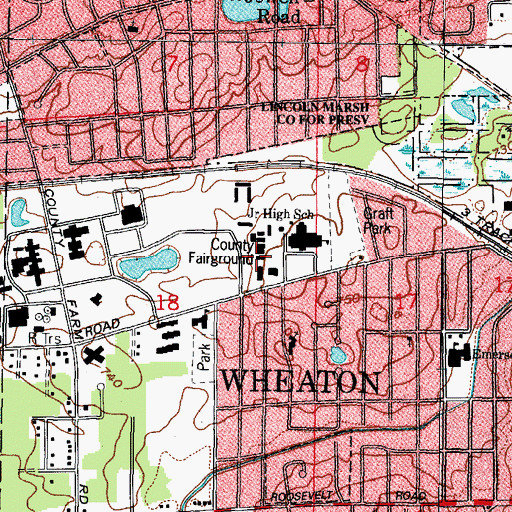 Topographic Map of DuPage County Fairgrounds, IL