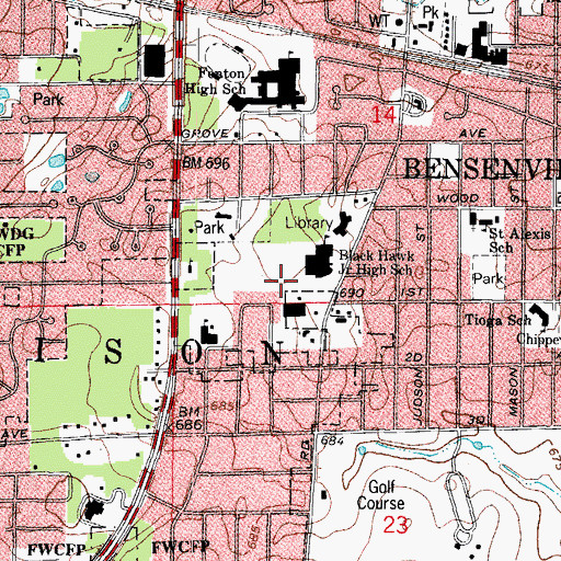 Topographic Map of Deer Park, IL