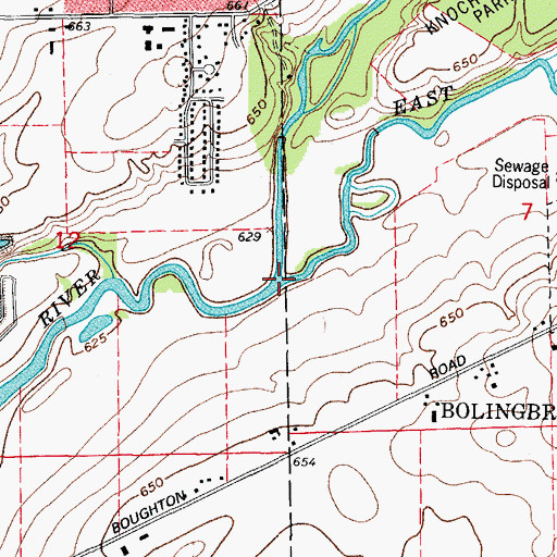 Topographic Map of East Branch Du Page River, IL