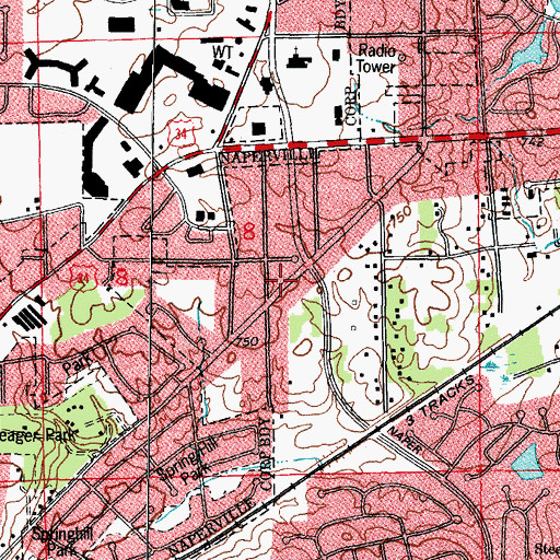 Topographic Map of Edgewood Chapel, IL