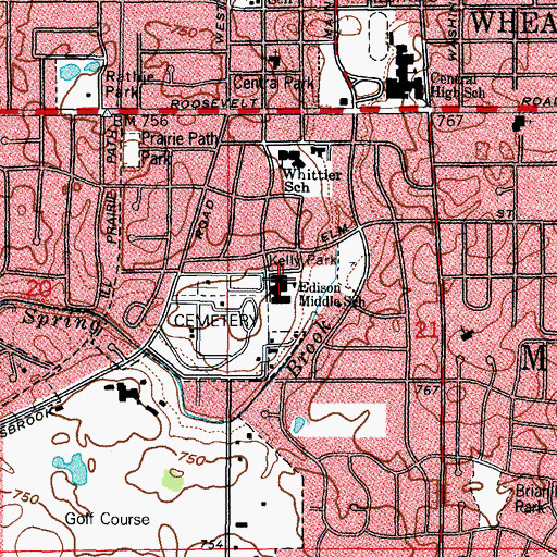 Topographic Map of Edison Junior High School, IL
