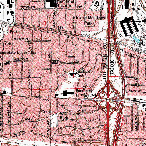 Topographic Map of Edison Elementary School, IL