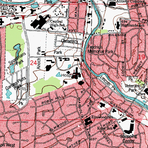 Topographic Map of Edward Hospital, IL