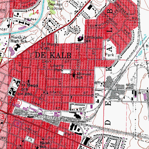 Topographic Map of Ellwood School, IL