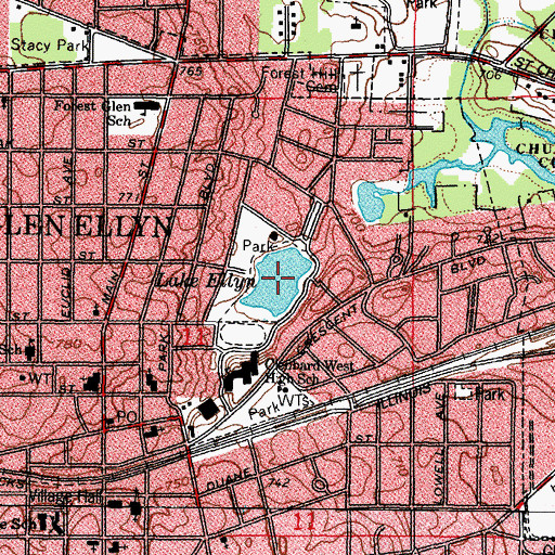Topographic Map of Lake Ellyn, IL