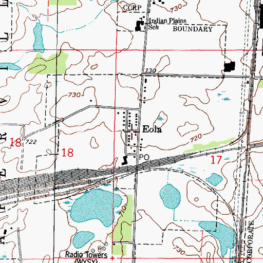 Topographic Map of Eola, IL