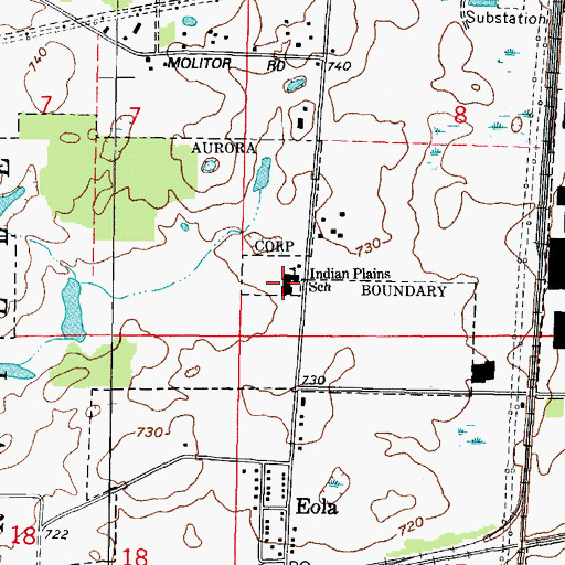 Topographic Map of Eola School, IL