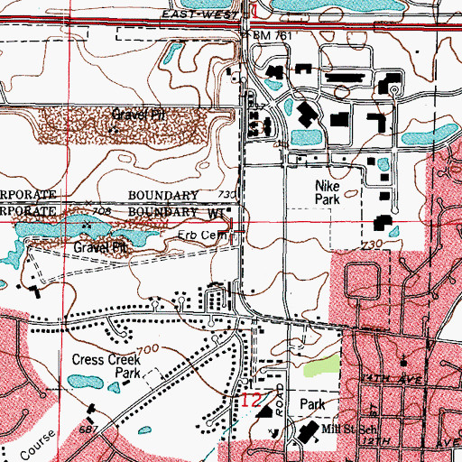 Topographic Map of Erb Cemetery, IL