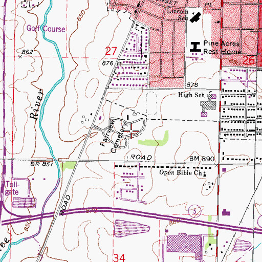 Topographic Map of Fairview Park Cemetery, IL