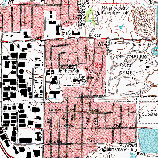 Topographic Map of Conrad Fischer Elementary School, IL