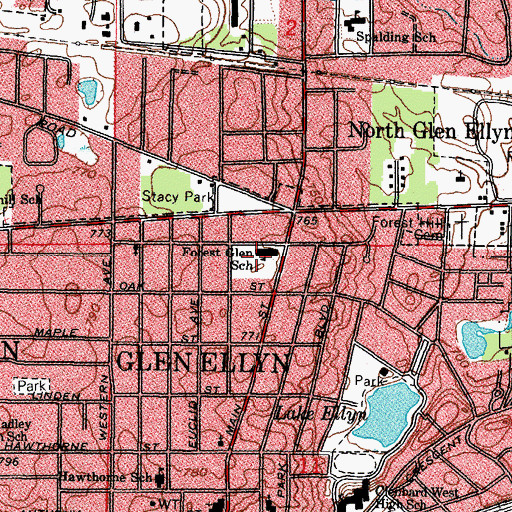 Topographic Map of Forest Glen Elementary School, IL
