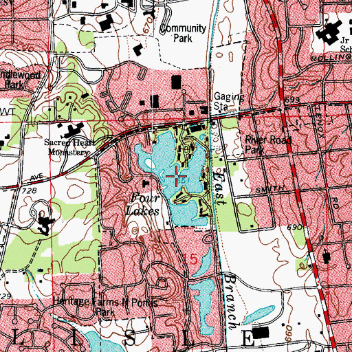 Topographic Map of Four Lakes, IL