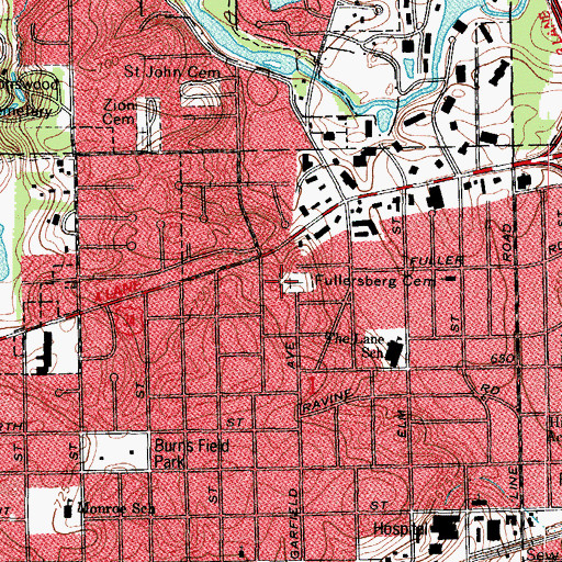 Topographic Map of Fullersburg Cemetery, IL