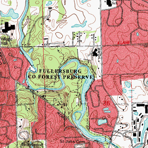 Topographic Map of Fullersberg Park, IL