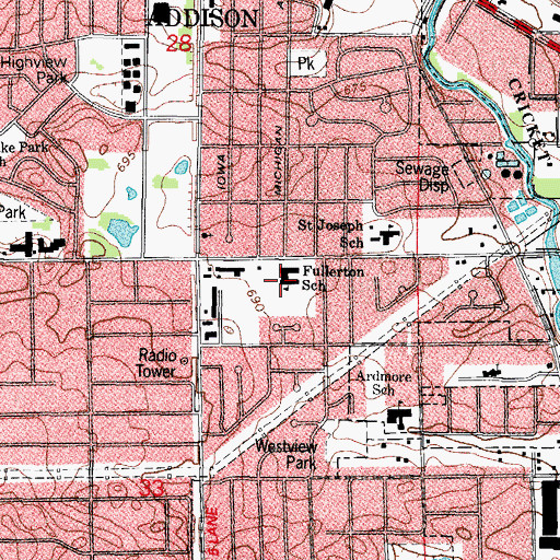 Topographic Map of Fullerton Elementary School, IL