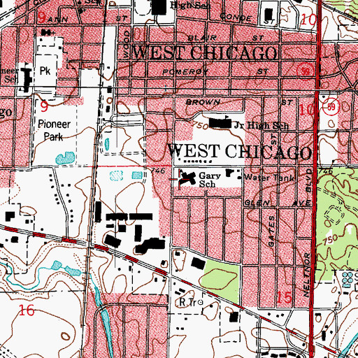 Topographic Map of Gary Elementary School, IL