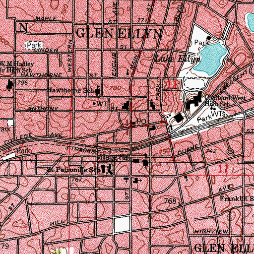 Topographic Map of Glen Ellyn, IL
