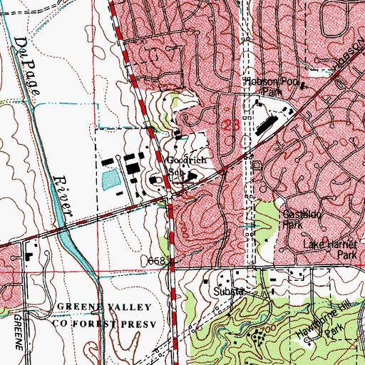 Topographic Map of Goodrich Elementary School, IL