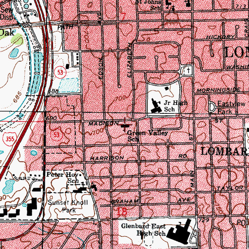 Topographic Map of College Preparatory School of America, IL