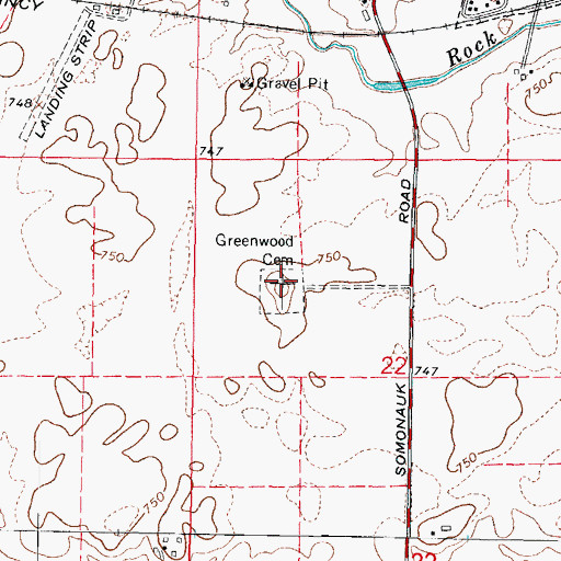 Topographic Map of Greenwood Cemetery, IL