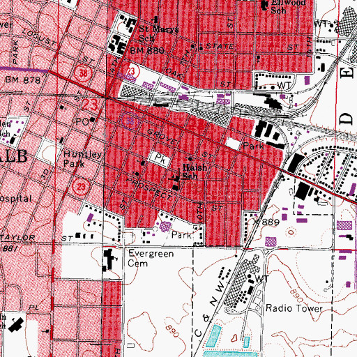 Topographic Map of Haish School, IL