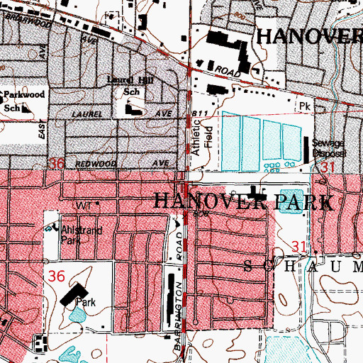Topographic Map of Hanover Park, IL