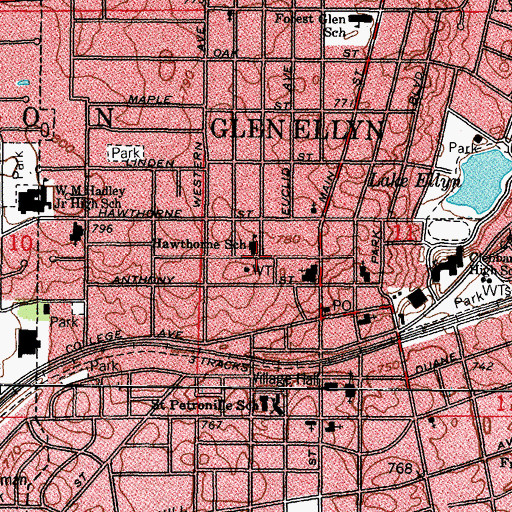 Topographic Map of Hawthorne School, IL