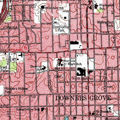 Topographic Map of Herrick Junior High School, IL