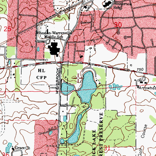 Topographic Map of Herrick Lake County Forest Preserve, IL