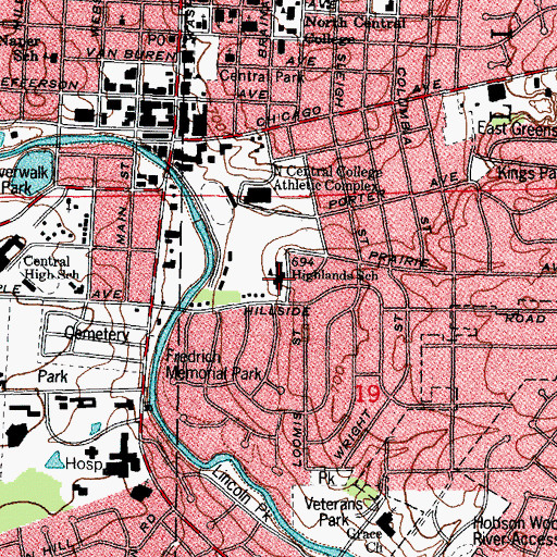 Topographic Map of Highlands Elementary School, IL