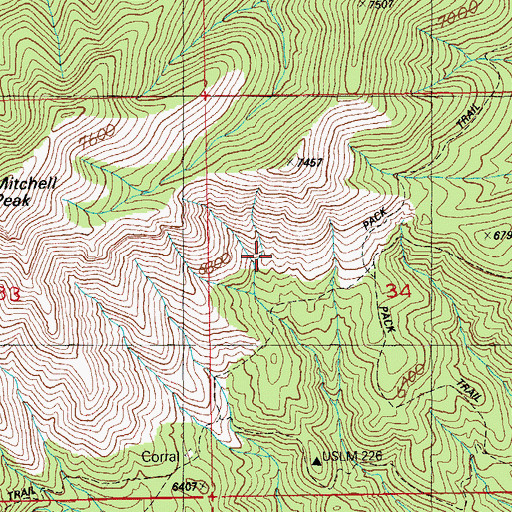 Topographic Map of Hill Spring, AZ