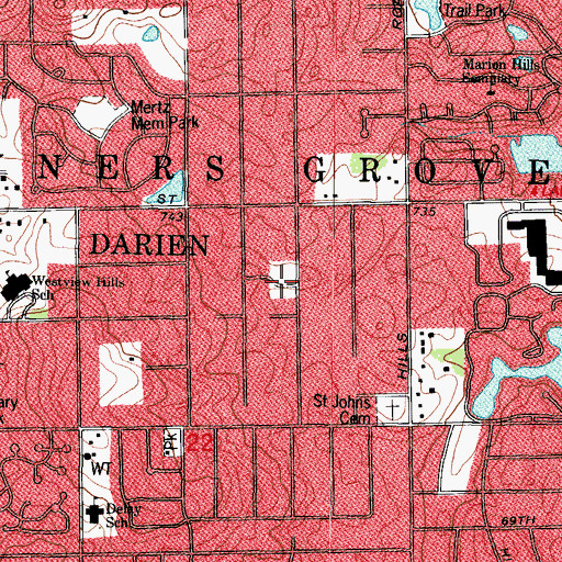 Topographic Map of Hinsdale Animal Cemetery, IL
