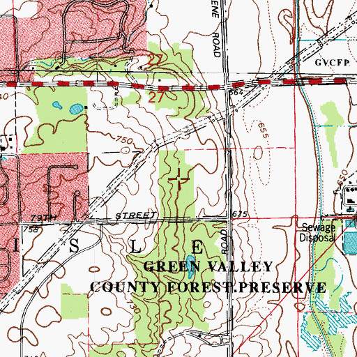 Topographic Map of Green Valley County Forest Preserve, IL