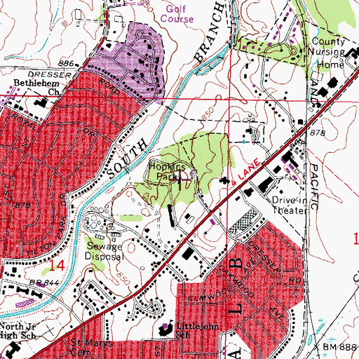 Topographic Map of Hopkins Park, IL