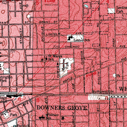 Topographic Map of Hummer Park, IL