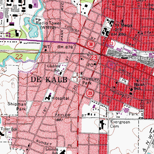 Topographic Map of Huntley Park, IL