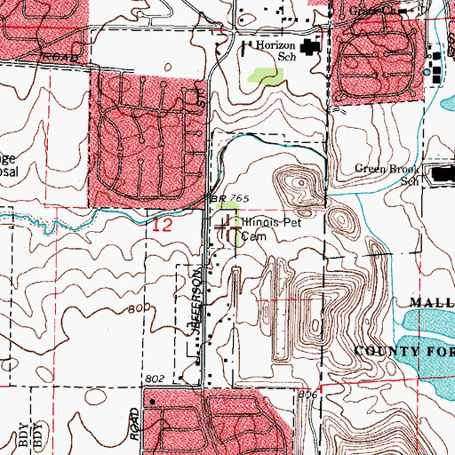 Topographic Map of Illinois Pet Cemetery, IL