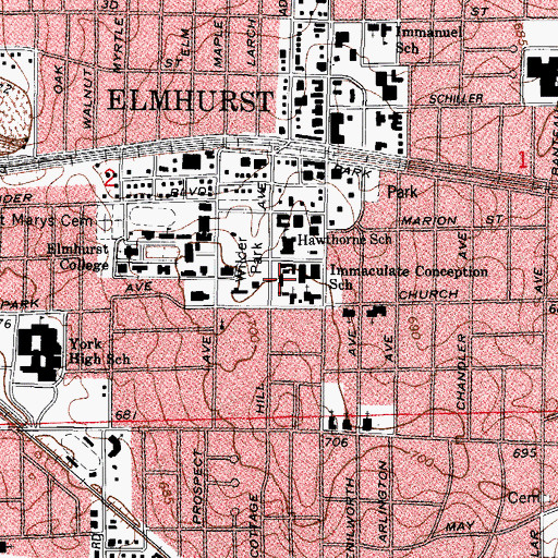 Topographic Map of Immaculate Conception School, IL