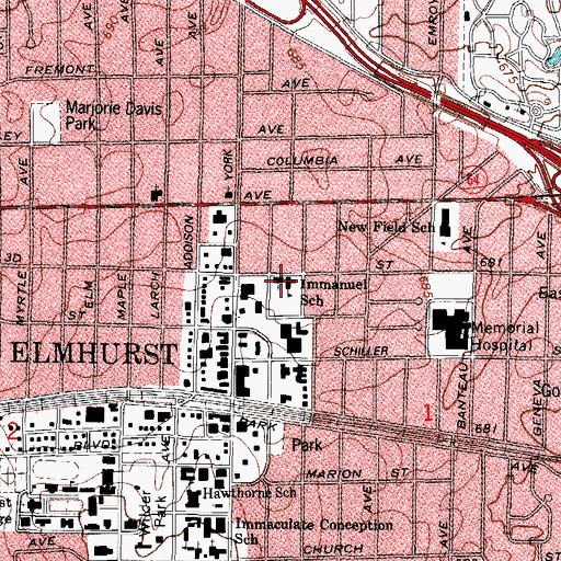 Topographic Map of Immanuel School, IL
