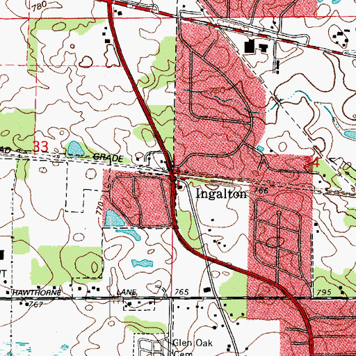 Topographic Map of Ingalton, IL