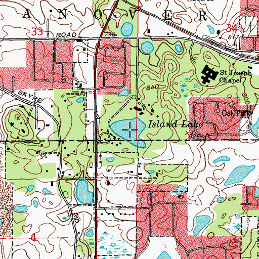 Topographic Map of Island Lake, IL