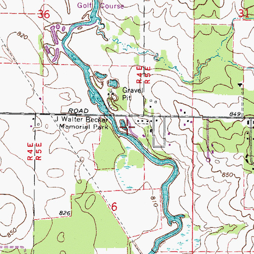 Topographic Map of J Walter Becker Memorial Park, IL